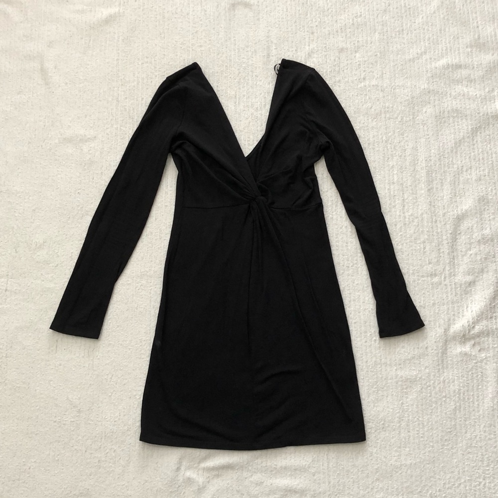 Nasty Gal | Black Front Twist Dress